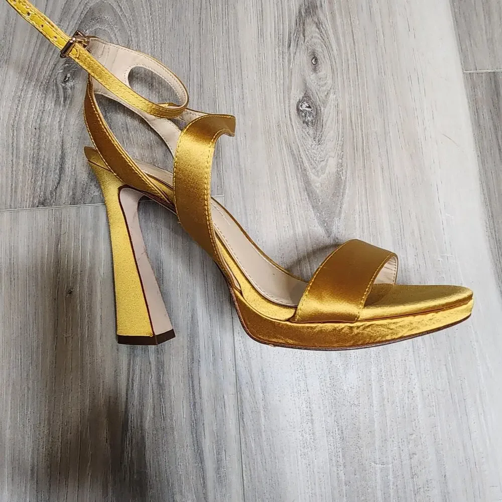 Jessica Simpson Sandals Women's 8M Gold Rayli Ankle Strap Heeled